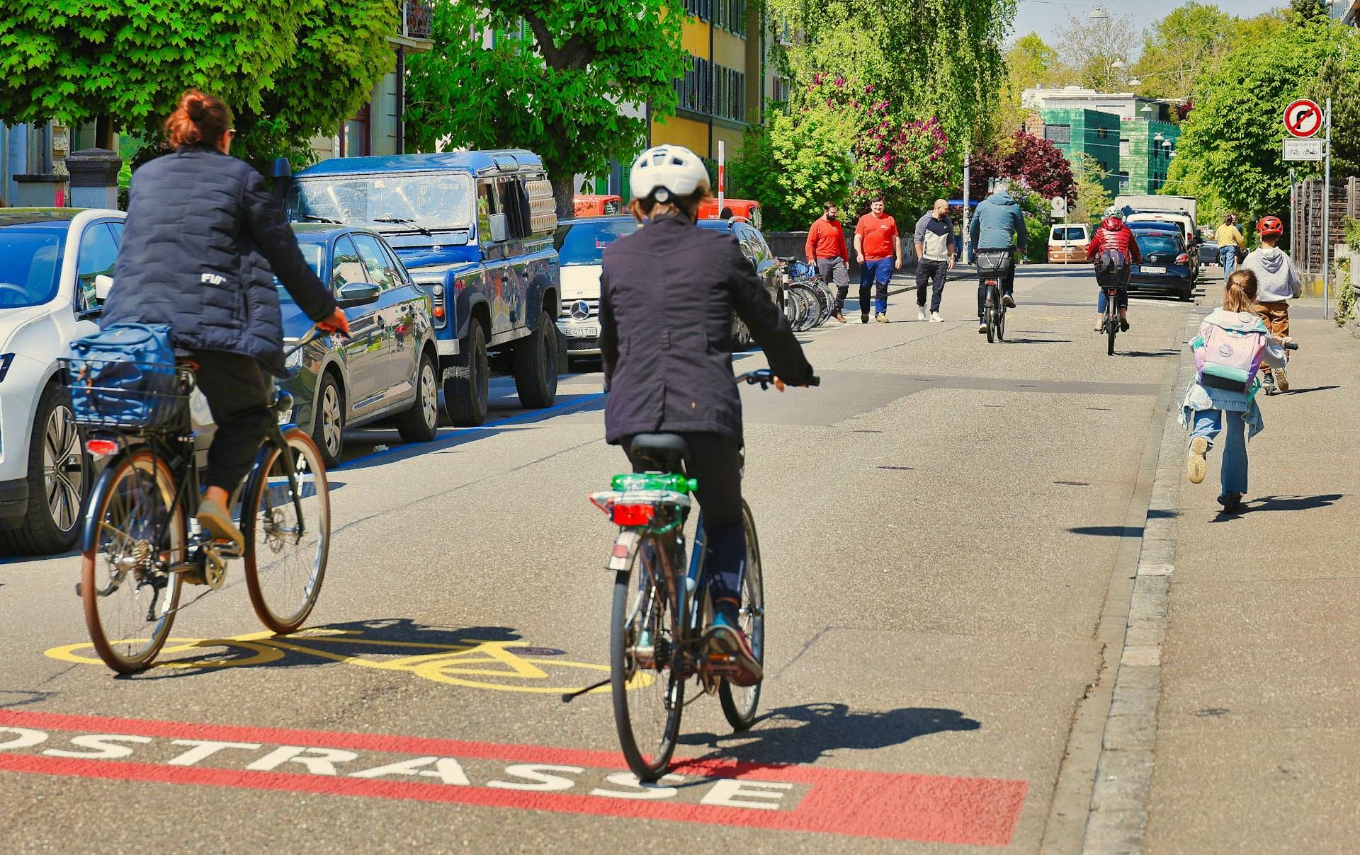 Photo: bicycle in a city bike lane