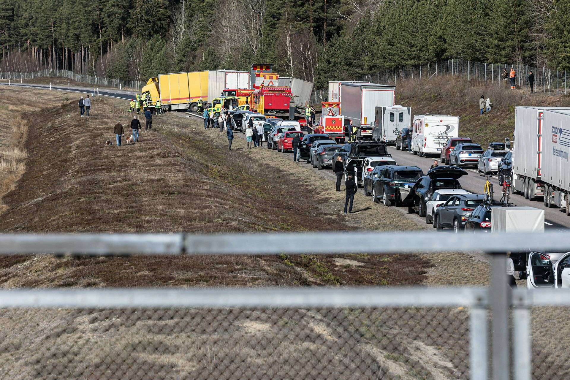 Photo: busy highway interchange with trucks